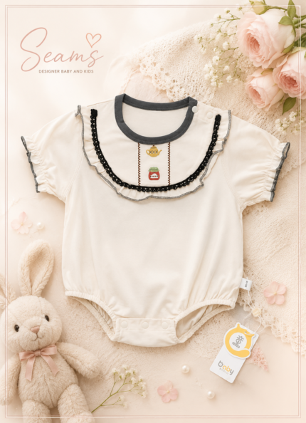 Chic Embroidery Black Detail Baby Bodysuit