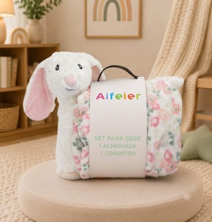 Baby Blanket with 3D Toy White Bunny